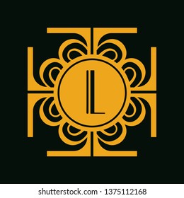 Vector modern art deco frame. Elegant monogram design template.