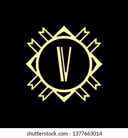 Vector modern art deco frame. Elegant monogram design template.