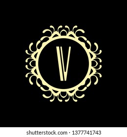 Vector modern art deco frame. Elegant monogram design template.
