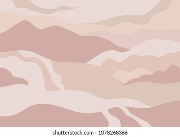 Vector modern art illustration, sand colors background. Nature landscape