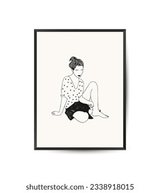 Vector modern art poster. Aesthetic minimalist style. Hand drawn illustration.