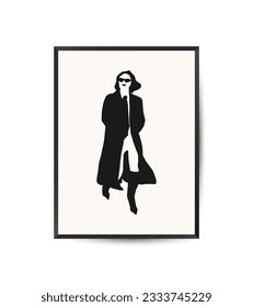 Vector modern art poster with female silhouette. Aesthetic minimalist style. Hand drawn illustration.