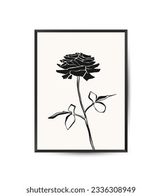 Vector modern art poster with plant. Aesthetic minimalist style. Hand drawn illustration.