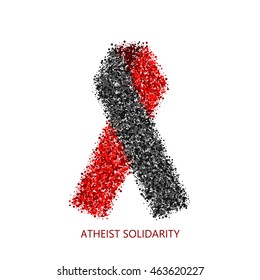Vector modern atheist solidarity circles desigen. red and black ribbon isolated on white background
