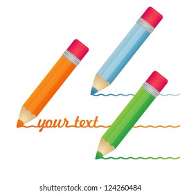 Vector modern background with colored pencils for your test