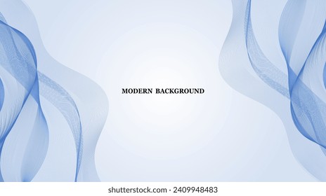 Vector modern background with colorful flowing wave lines. Elegant horizontal blue background and Wavy lines with space for text. Design for business banner, invitation, technology, science. Vector