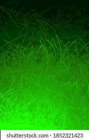 Vector modern background of doodle green smooth gradients. Hand drawing, stroke, line of bright flowing colors with glow.