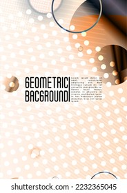 Vector Modern Background with Gradient Mesh Holographic Circles. Hipster Graphic Template Design with Lines, Dots, Round Shapes. Identity Style for your Business Flyer.