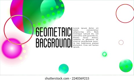 Vector Modern Background with Gradient Mesh Holographic Circles. Future Minimal Web Design with Abstract Composition. Memphis Print for your Business Layout.