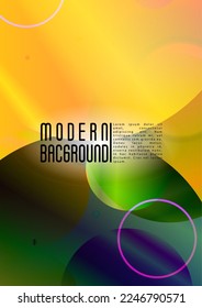 Vector Modern Background with Gradient Mesh Holographic Circles. Future Minimal Cover Design with Abstract Composition. Dynamic Style for your Business Brochure.