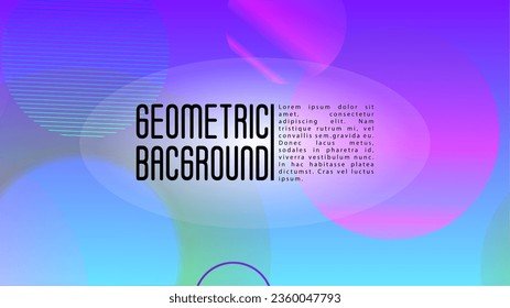 Vector Modern Background with Gradient Mesh Holographic Circles. Hipster Graphic Template Design with Lines, Dots, Round Shapes. Identity Style for your Business Flyer.