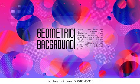 Vector Modern Background with Gradient Mesh Holographic Circles. Hipster Graphic Template Design with Lines, Dots, Round Shapes. Identity Style for your Business Flyer.