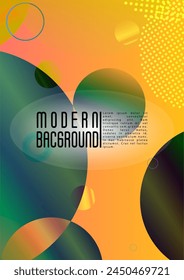 Vector Modern Background with Gradient Mesh Holographic Circles. Bright Geometric Page Design with Lines, Dots, Round Shapes. Dynamic Style for your Business Brochure.