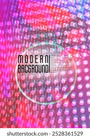 Vector Modern Background with Gradient Mesh Holographic Circles. Hipster Graphic Template Design with Lines, Dots, Round Shapes. Dynamic Style for your Business Brochure.