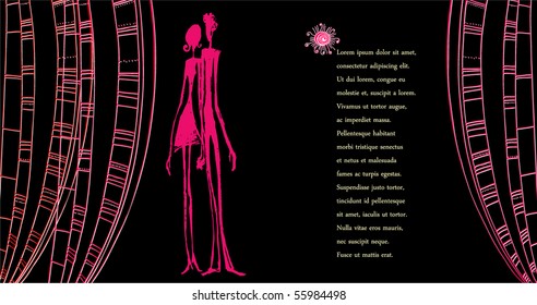 vector modern background with illustrated couple for your invitation