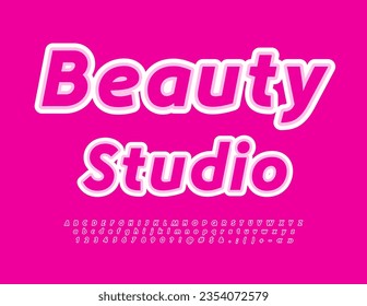 Vector modern Banner Beauty Studio. Modern Pink Font. Elegant Alphabet Letters, Numbers ad Symbols set