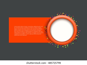 Vector modern banner with confetti on gray background