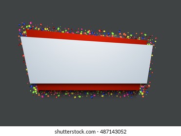 Vector modern banner with confetti on gray background