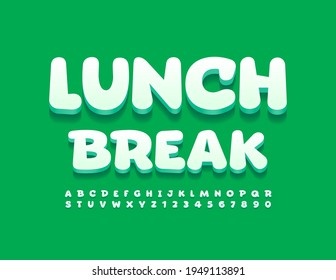 Vector modern banner Lunch Break. 3D creative Font. Stylish set of Alphabet Letters and Numbers