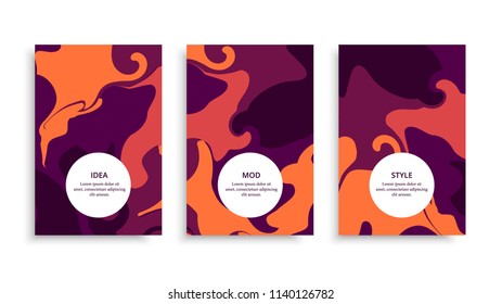 Vector modern banner set. Multicolored astract book cover. Vector funny cards. A4 page background.