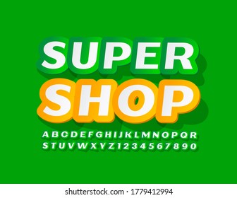 Banner moderno Super Show con fuente creativa verde. Letras y número de alfabetos adhesivos