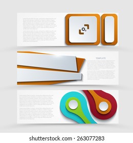 Vector modern banners set on gray background. Eps 10