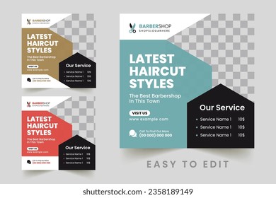 Vector modern barbershop or haircut social media post banner template