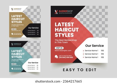 Vector modern barbershop or haircut social media post banner template	