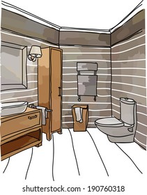 Vektor modernes Badezimmer Interieur in grau und braun, Vektorgrafik