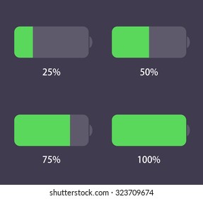Vector modern battery icons set on sample background