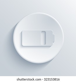 Vector modern battery light circle icon with shadow