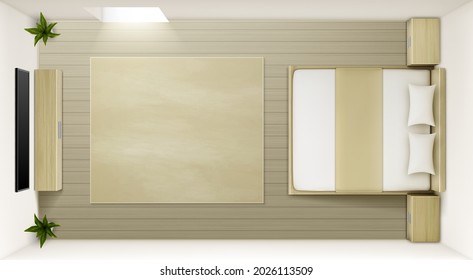 Vector modern bedroom interior top view