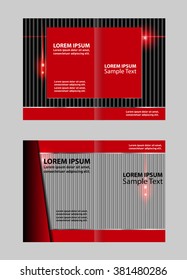 Vector modern bi-fold brochure design template with red background 