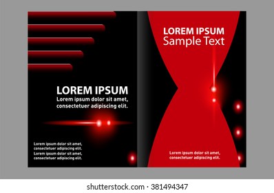 Vector modern bi-fold brochure design template with red background 