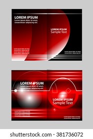 Vector modern bi-fold brochure design template with red background 