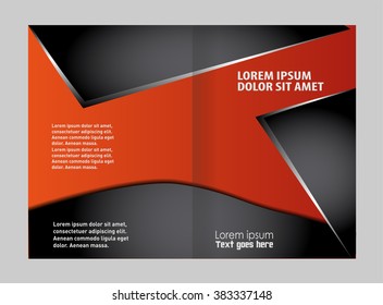 Vector modern bi-fold brochure design template with red background
