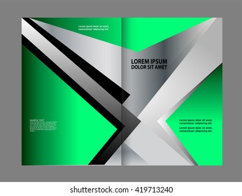 Vector modern bi-fold brochure design template with red background
