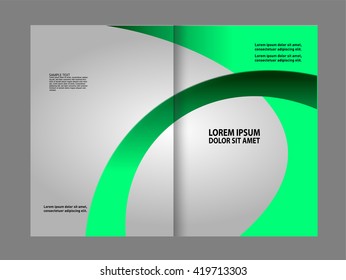 Vector modern bi-fold brochure design template with red background
