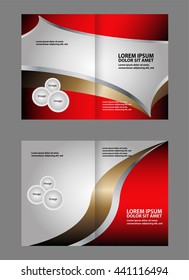 Vector modern bi-fold brochure design template with red background
