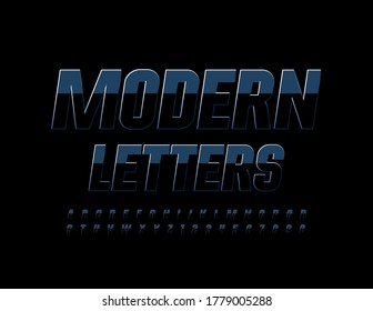 Vektor moderne Schwarze Alphabet Buchstaben und Zahlen. reflektierende Hochglanzschrift