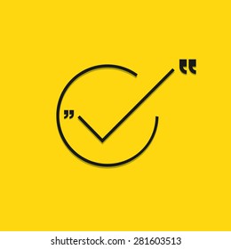 Vector modern black check mark on yellow background