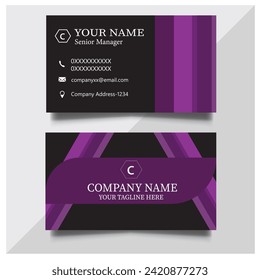 Vector modern black and dark purple business card design template