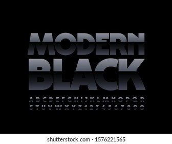 Vector de moderna fuente negra. Letras y números de alfabetos elegantes