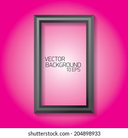 vector modern black frame on stylish pink wall background. 