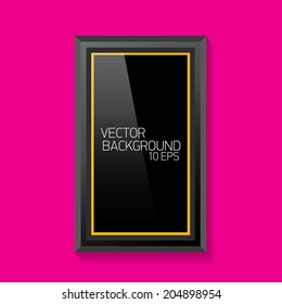 vector modern black frame on stylish pink wall background. 