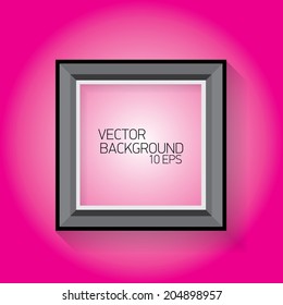 vector modern black frame on stylish pink wall background. 