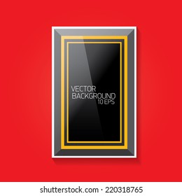 vector modern black frame on stylish red christmas wall background.