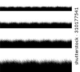 Vector modern black grass silhouette set on white background