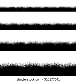 Vector Modern Black Grass Silhouette Set On White Background