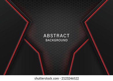 Vector modern black and red background with 3D overlap layer effect. Graphic design element.